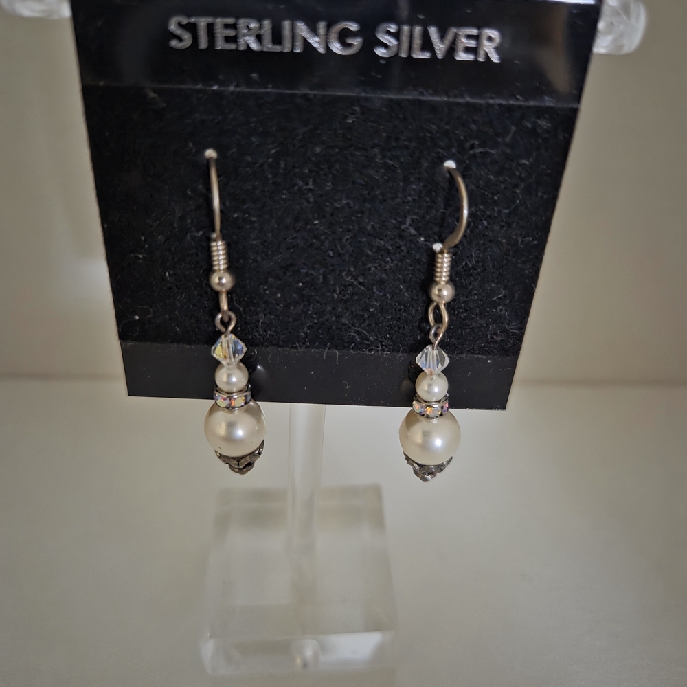 Sterling Silver Swarovski Pearl Drop Earrings
